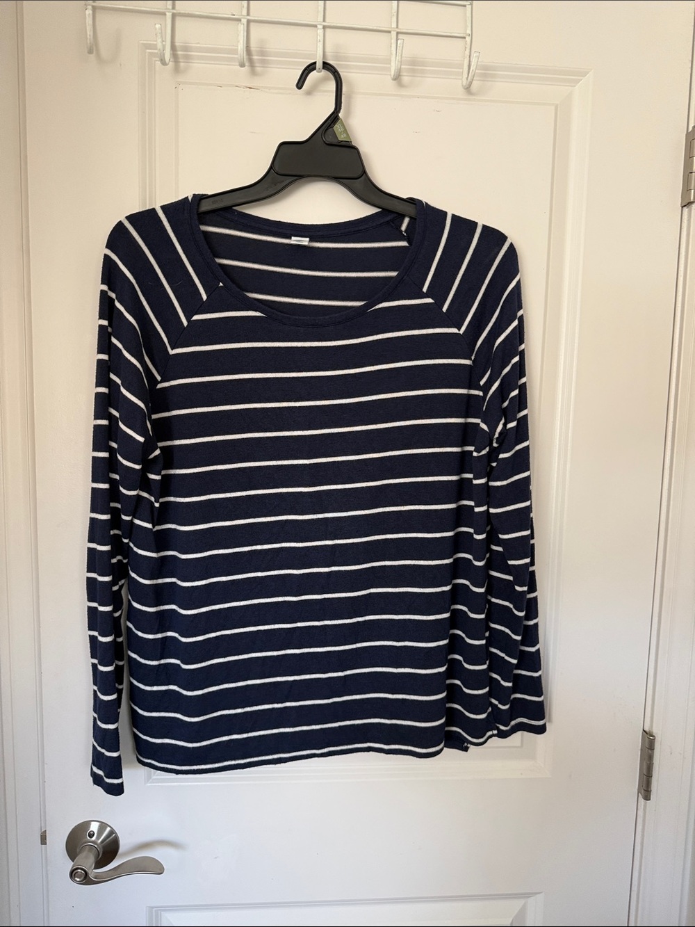 Old Navy Navy and White Striped Long-Sleeve Tee